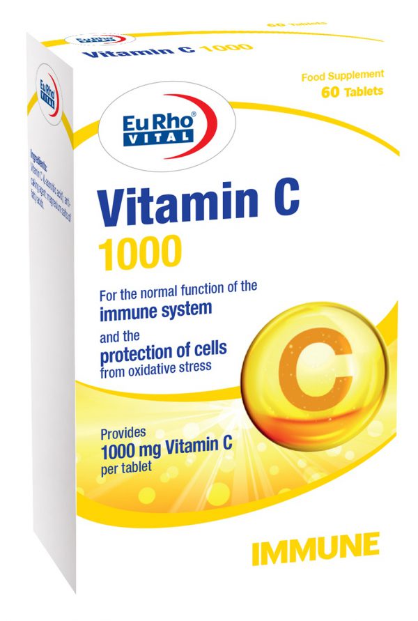 قرص ویتامین C 1000 میلی گرم یوروویتال 60 عدد _ EURHO VITAL VITAMIN C 1000 MG 60 TABLETS